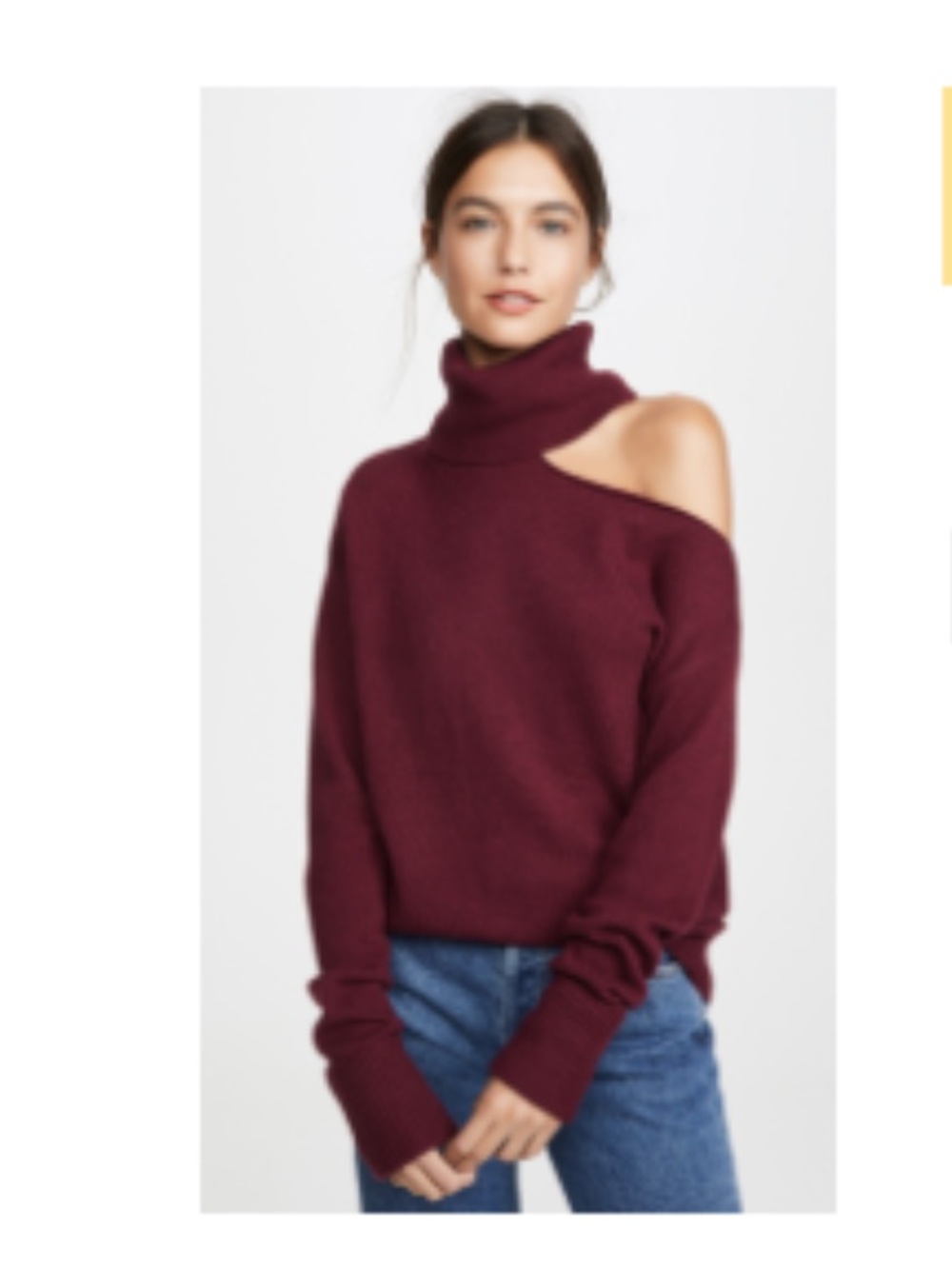 PAIGE Raundi Burgundy One-Shoulder Turtleneck Sweater